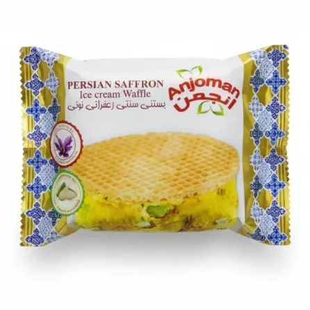 Anjoman Persian Saffron Ice Cream Waffle front packaging