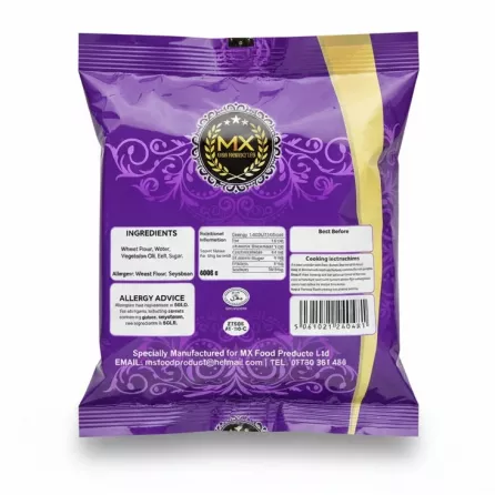 Back of MX Plain Paratha pack displaying ingredients and nutritional information
