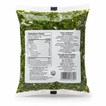 Back of Kalleh Pemina vegetable stew packaging showing ingredients, nutritional facts, and storage instructions