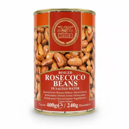 Heera brand canned boiled Rosecoco beans front label