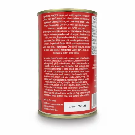 Heera canned okra ingredients and allergy information label
