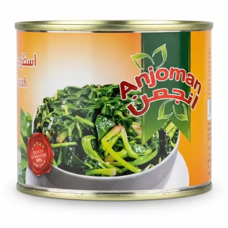 Anjoman canned cooked spinach in a tin