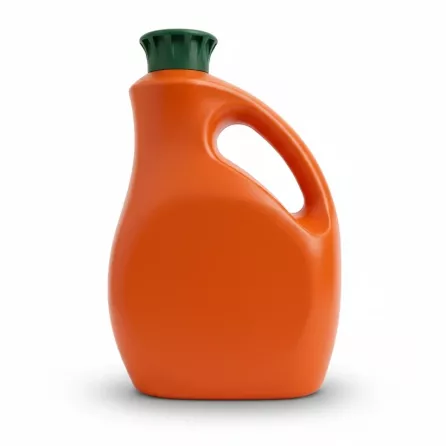 Orange syrup plastic bottle with handle and green cap