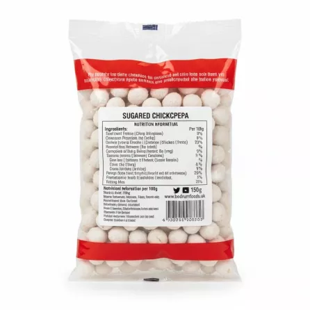 Bodrum Sugared Chickpeas back pack view with nutrition and ingredients