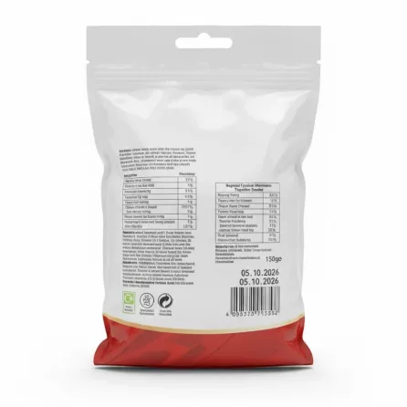 Back of Bodrum roasted and salted Edirne white pumpkin seeds package showing ingredients and nutritional info