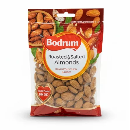 Packaged Bodrum Roasted & Salted Almonds front