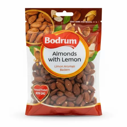 Bodrum Almonds with Lemon resealable pack front