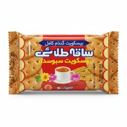 Golden Stem Wheat Biscuits front packaging showing biscuits and tea cup