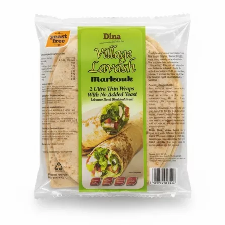 Pack of two ultra-thin yeast free Lebanese Village Lavash Markouk wraps