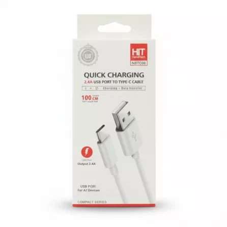 HandiTech USB to Type-C fast charging cable in retail packaging front view