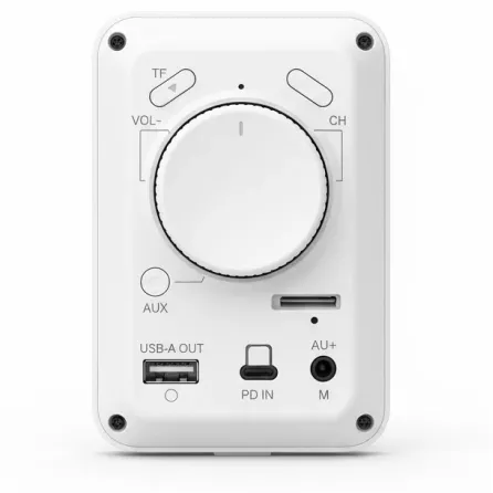 Back view of Maxmate FM Wireless Car Charger showing button and input port locations