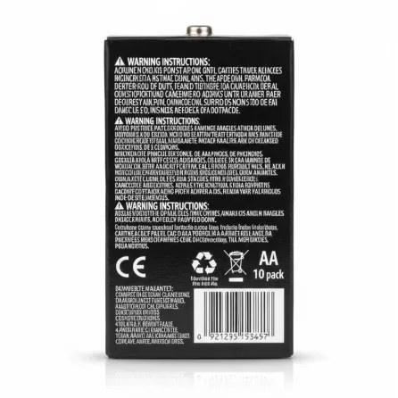 Eveready Super Heavy Duty AA 10 pack batteries back packaging with instructions and barcode