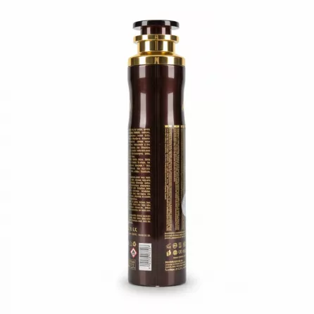 Back view of Lattafa Gold Air Freshener showing ingredients and usage instructions