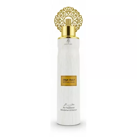 White bottle of MyPerfumes Intense Musk Air Freshener with golden decorative cap
