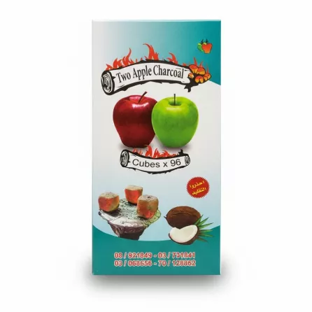 Box of Two Apple Charcoal Cubes with red and green apple on front