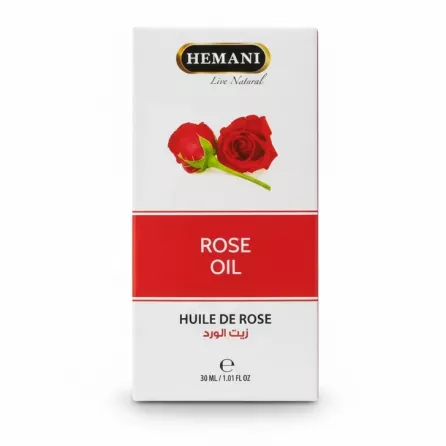 Hemani Rose Oil packaging front with rose image