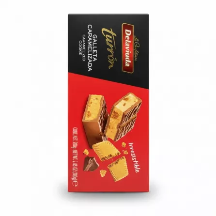 Delaviuda Caramelized Cookie Turón chocolate bar packaging