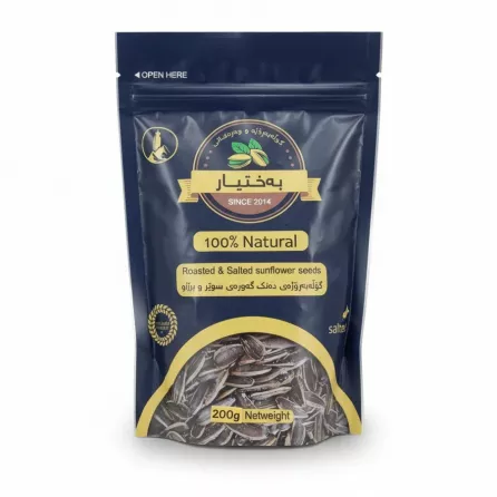 Bakhtyar brand pouch of roasted and salted sunflower seeds