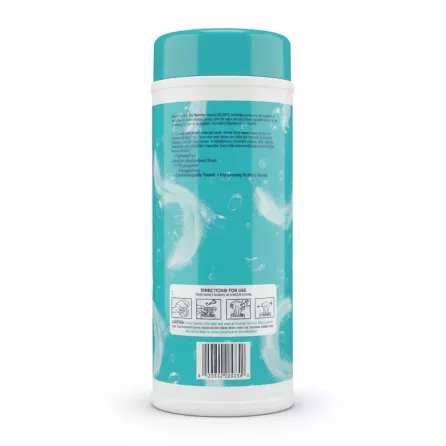 Wet Ones Gentle Antibacterial Hand Wipes container back with usage instructions