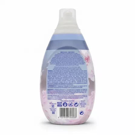 Back view of Comfort Pure fabric conditioner bottle with ingredient and usage info