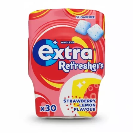 Wrigley's Extra Refreshers Strawberry Lemon sugar-free chewing gum pack front