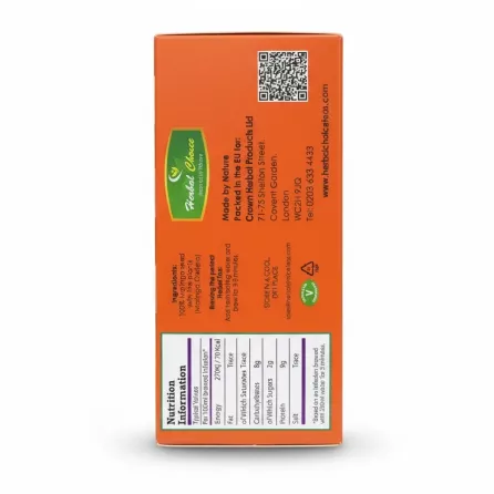 Side of box showing ingredients, brewing instructions and nutrition information