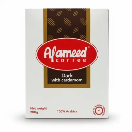 Afameed Coffee logo and product details on back packaging