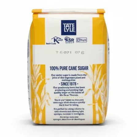 Tate & Lyle Pure Cane Caster Sugar 500g nutritional and product info back packaging