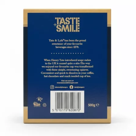 Tate & Lyle Brown Sugar Cubes box back with barcode