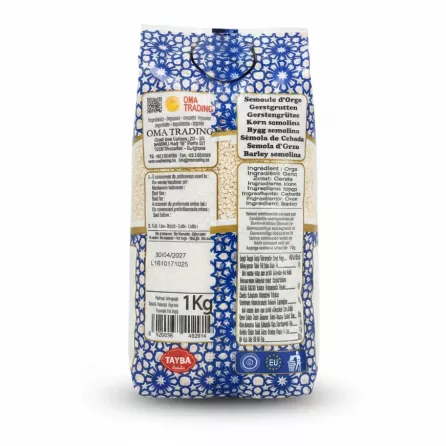 Back of Tayba Tchicha package displaying nutritional facts, ingredients, and barcode