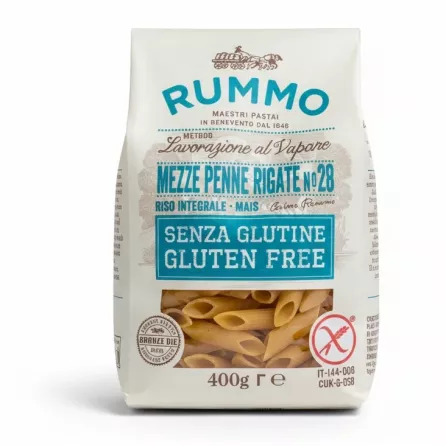 Pack of Rummo Mezze Penne Rigate gluten free pasta front view