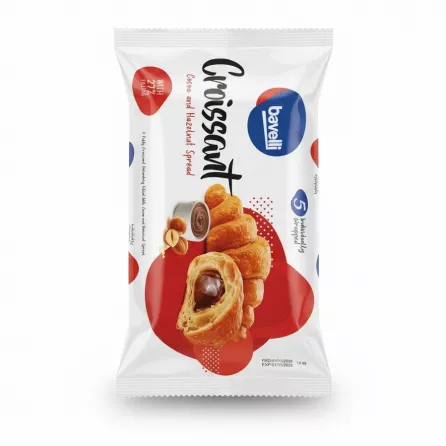 Bavelli Croissant pack with cocoa and hazelnut filling front view