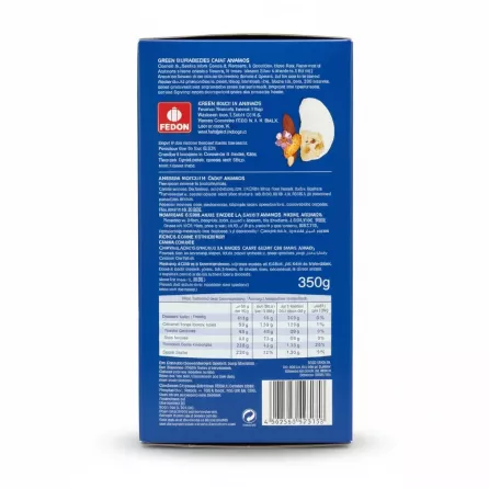 Back of Fedon Kourabiedes box displaying ingredients and nutritional facts