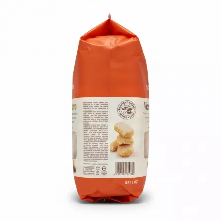 Back view of Matilde Vicenzi Vicenzovo Italian Ladyfinger Biscuits packet showing product quote and window