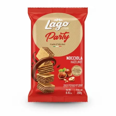 Lago Party hazelnut cream wafers front packaging