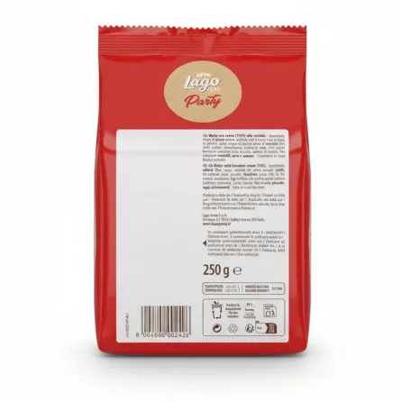 Back of Lago Party wafers package showing ingredients and barcode