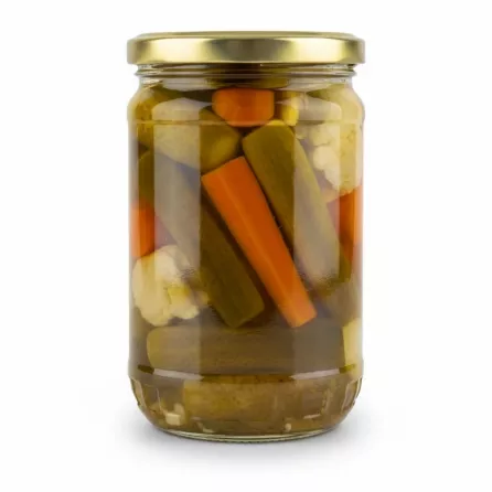 Jar of Sedi Hisham Mixed Pickles showing vegetables inside