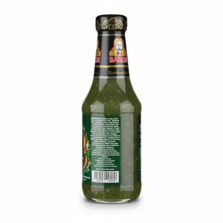 Back label of Baron Green Seasoning showing ingredients list