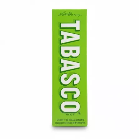 Side view of Tabasco jalapeño sauce packaging with brand logo