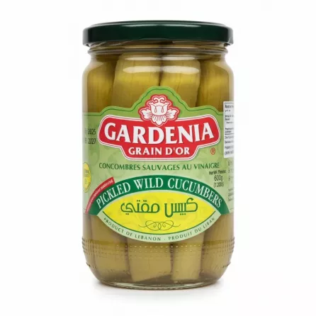 Glass jar of Gardenia pickled wild cucumbers
