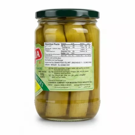 Back label with nutrition facts and ingredients