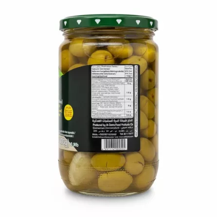 Back view of Durra olives jar showing nutrition facts and barcode