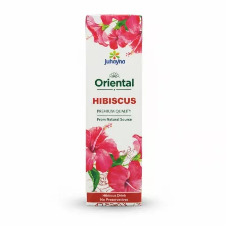 Front view of Juhayna Oriental Hibiscus Drink carton with flower design