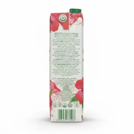 Top and back view of Juhayna Oriental Hibiscus Drink carton with cap