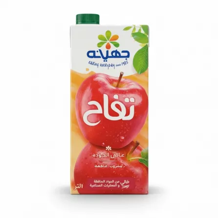 Juhayna Apple Premium Fruit Drink 1L top and side view with green cap