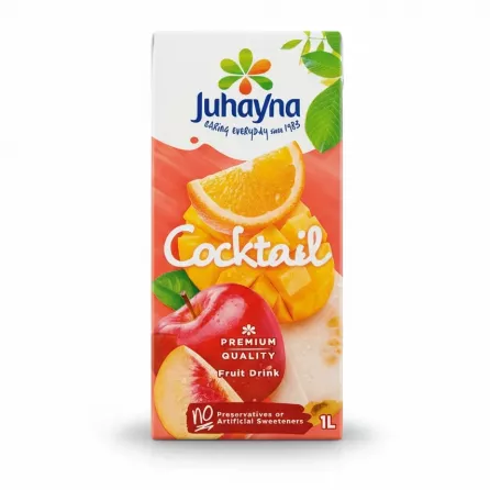 Juhayna Fruit Cocktail 1 litre carton front showing fruit images