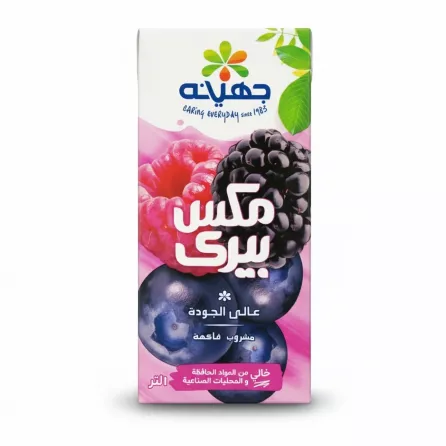 Juhayna Mixed Berries Fruit Drink 1 litre back carton with Arabic text