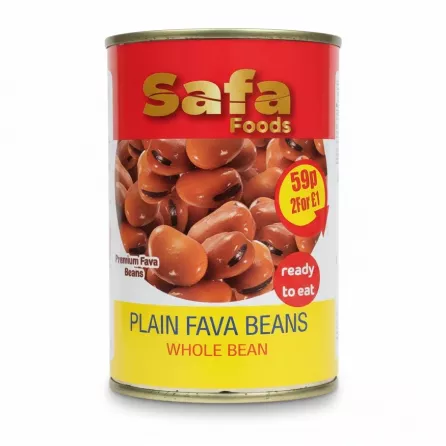 Safa Foods tin of plain whole fava beans front label