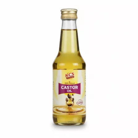 Bottle of KCS Castor Oil 100% Natural 250ml front label