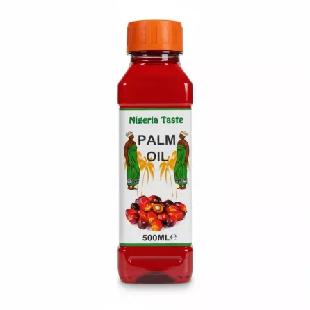 Bottle of Nigeria Taste Palm Oil 500ml with orange cap